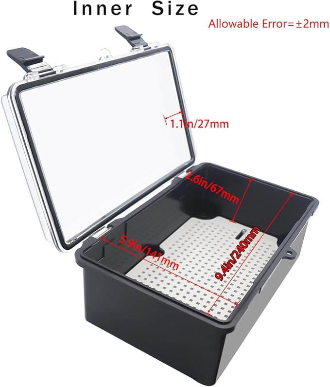 Junction Box, Hinged Black Clear Cover IP67 Waterproof ABS Project Box - Image 3