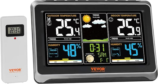 VEVOR Weather Station Indoor Outdoor, 7.5 in Color Display, Wireless Digital by VEVOR