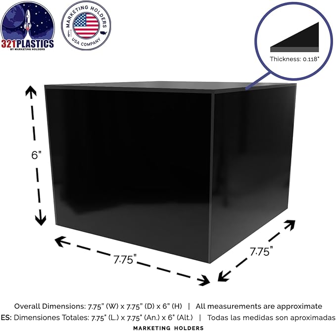 4 Pack Black Acrylic Display Box Counter Retail Merchandise Storage Bin No Lid - Image 7