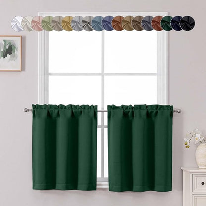 Chyhomenyc Ever Green Short Blackout Curtains 24 Inch Length, Small Kitchen by Chyhomenyc