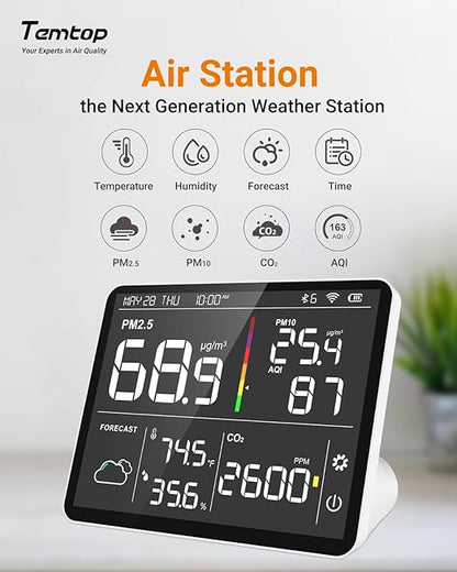 Temtop Air Quality Monitor Indoor PM2.5 CO2 Detector, 8-in-1 Smart Air Quality - Image 7