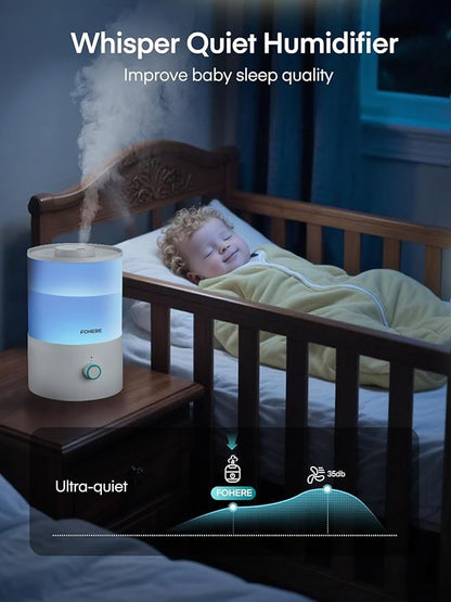 FOHERE Humidifier for Bedroom Baby, 3.2L Top Fill Cool Mist Humidifiers for - Image 3