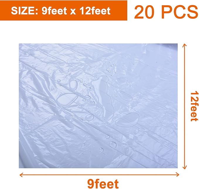 20 Pcs Plastic Sheeting Drop Cloths - Image 6