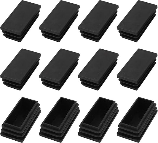 METALLIXITY Rectangle End Caps 12Pcs, Plastic Rectangle Tube Inserts Threaded by METALLIXITY