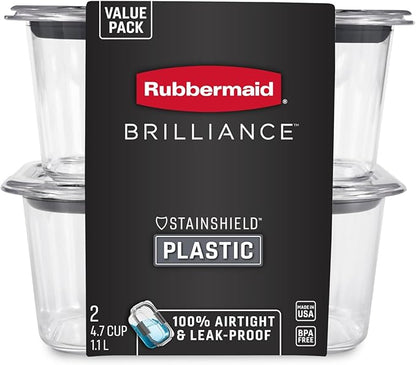 Rubbermaid Brilliance BPA-Free Food Storage Containers, Medium Deep, 4.7 Cup - Image 4