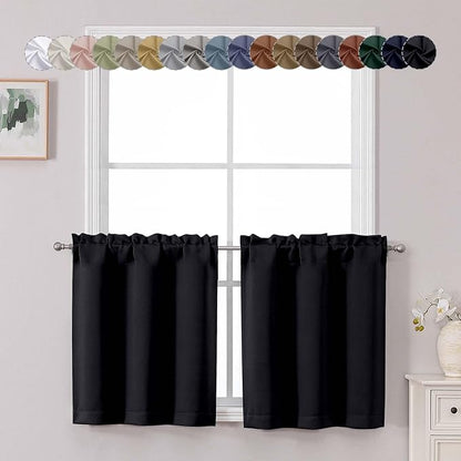 Chyhomenyc Short Black Out Curtains 24 Inch Length, Small Blackout Curtain Rod by Chyhomenyc