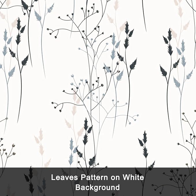 White Leaves Blackout Curtains 63 Inch Length, Room Darkening Curtains - Image 7