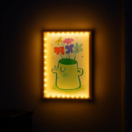 Artwork Shadow Box with LED Light Dimmable Changeable Picture Display & Storage by LuxRound