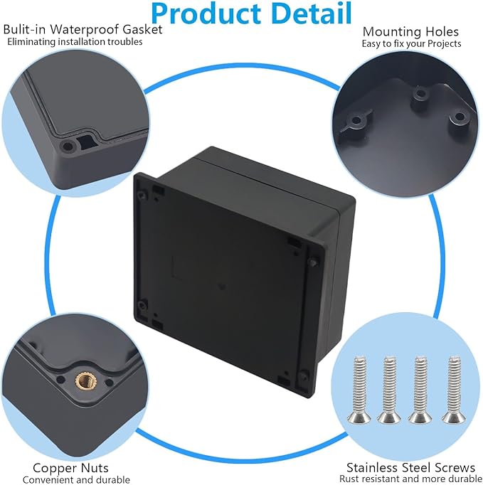 Project Box ABS Black Electrical Boxes IP67 Outdoor Waterproof Junction Box - Image 6