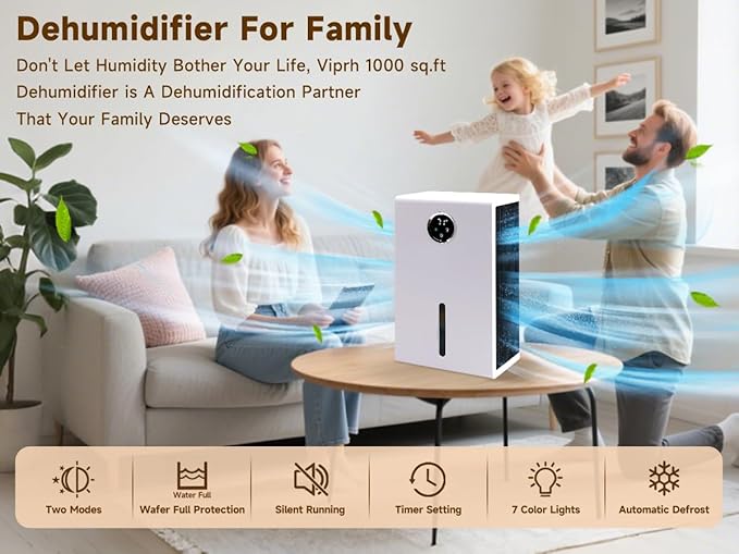 Dehumidifier for Home 1000 sq.ft 120 Ounce Energy Saving and Tank Quiet - Image 2