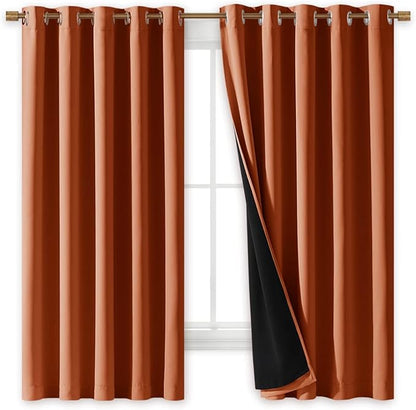 NICETOWN Burnt Orange 100% Blackout Lined Curtains, 2 Thick Layers Completely - Image 2