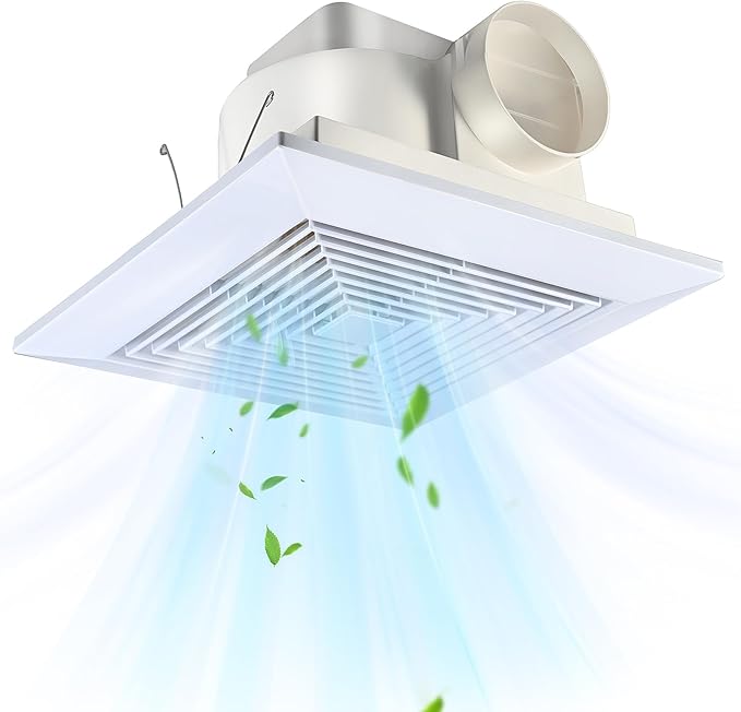 FEITON 110 CFM Bathroom Fan Exhaust Fan Ceiling Mount, 1.0 Sones, Square Quiet by FEITON