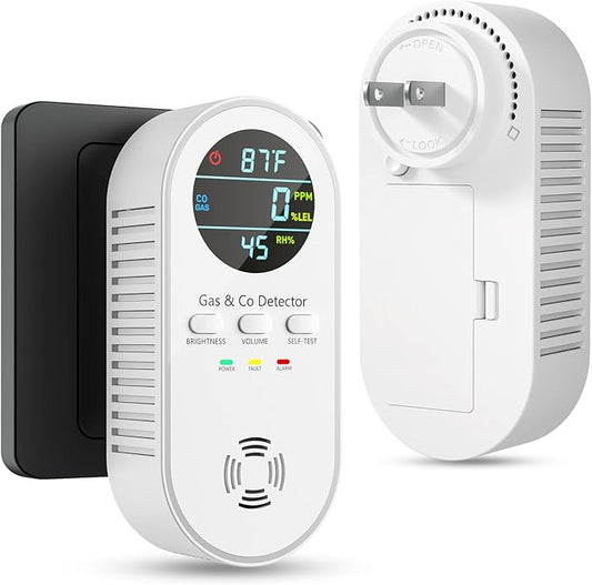 5-in-1 Carbon Monoxide Detectors, Natural Gas Leak Detector, Plug-in & Battery by VilfeLLC