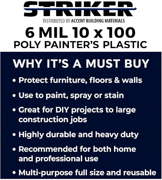 STRIKER Plastics Clear 6 Mil Plastic Sheeting 10' x 100' – Heavy Duty Poly - Image 7