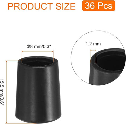 uxcell 36pcs Round Chair Leg Caps 8mm/0.3" PVC Chair Leg Floor Protectors - Image 2