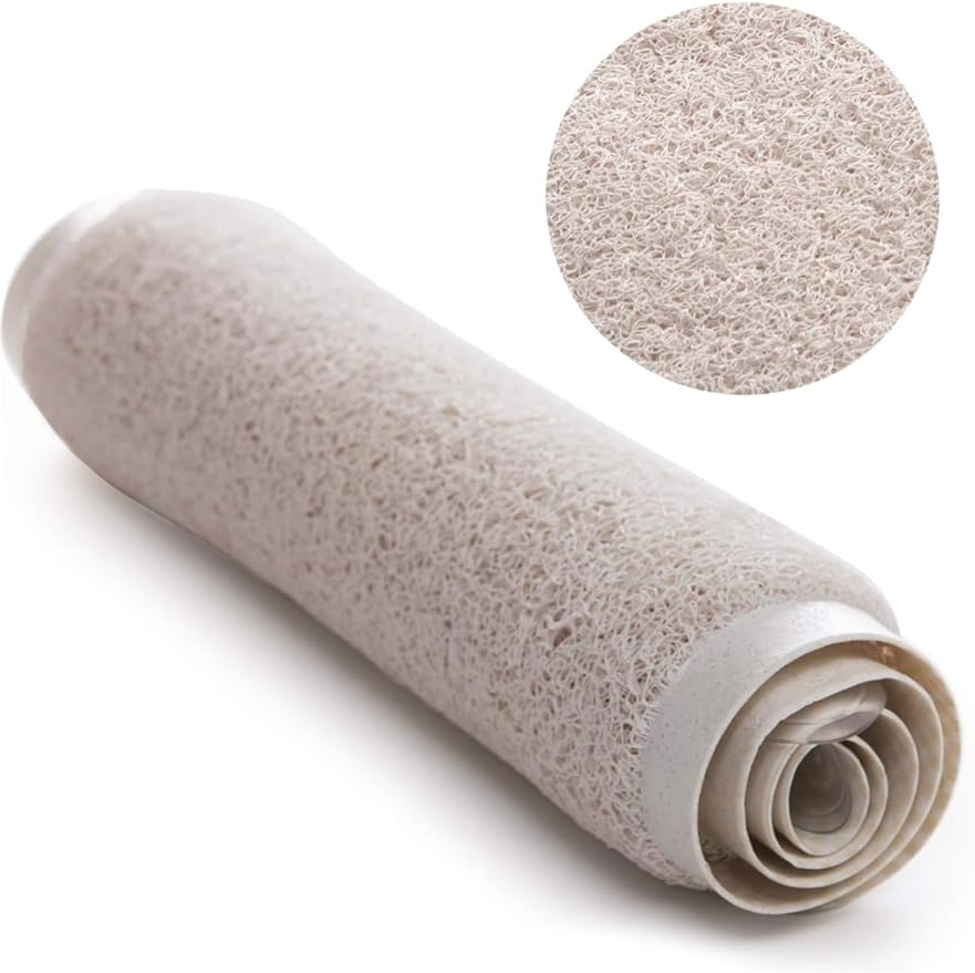 Non Slip with Suction Cups Loofah Bathmat 27"x15" & 29.5"X16.9", PVC Loofah by Home+Expressions