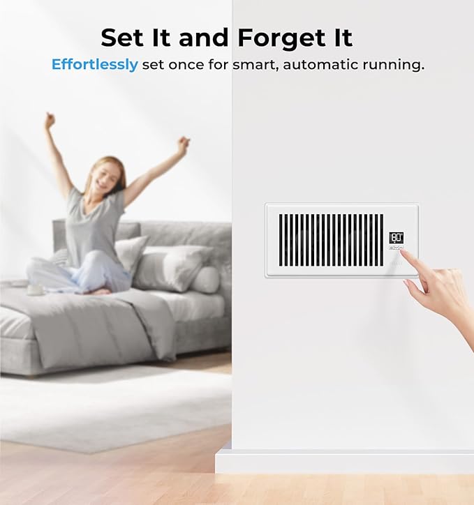 VELLEE Quiet Register Booster Fan Fits 4" x 10", 10-Speed Smart Heating Cooling - Image 6