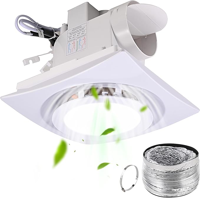 FEITON Bathroom Fan with Light Exhaust Fan Ceiling Mount Vent Fan Light Combo by FEITON