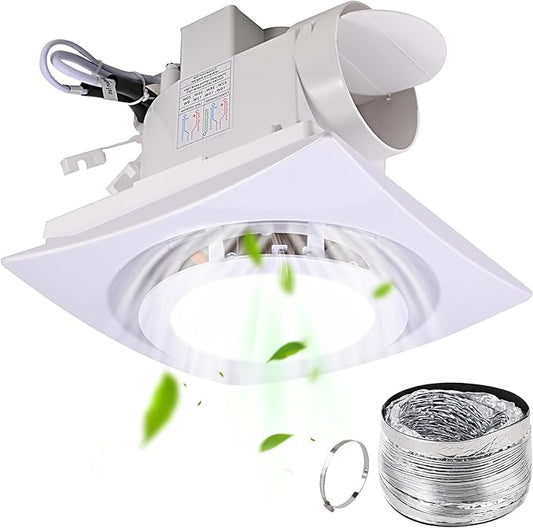 FEITON Bathroom Fan with Light Exhaust Fan Ceiling Mount Vent Fan Light Combo by FEITON
