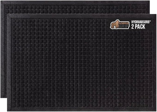 GORILLA GRIP Front Door Mat, 35x23 Black, Indoor Outdoor Ultra Absorbent by GorillaGrip