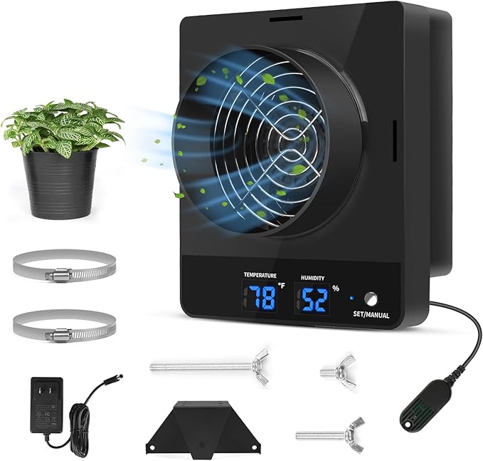 4-Inch Grow Tent Inline Duct Fan, Automatic Temperature & Humidity Sensing by DAOTAILI