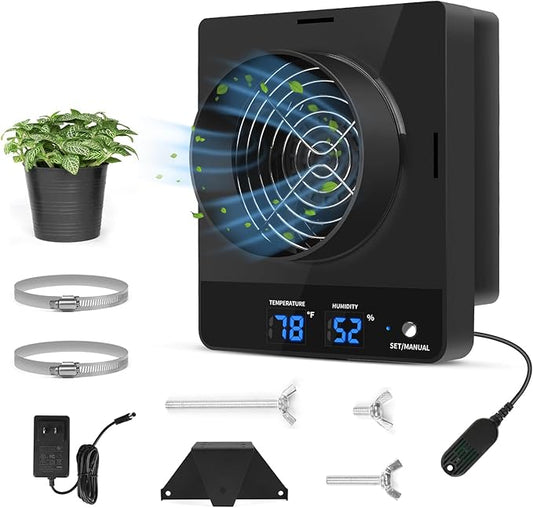 4-Inch Grow Tent Inline Duct Fan, Automatic Temperature & Humidity Sensing by DAOTAILI