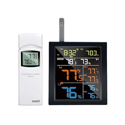 ECOWITT WN1821 Weather Station Kit, Includes WN1821 Indoor CO2 Detector Display by ECOWITT