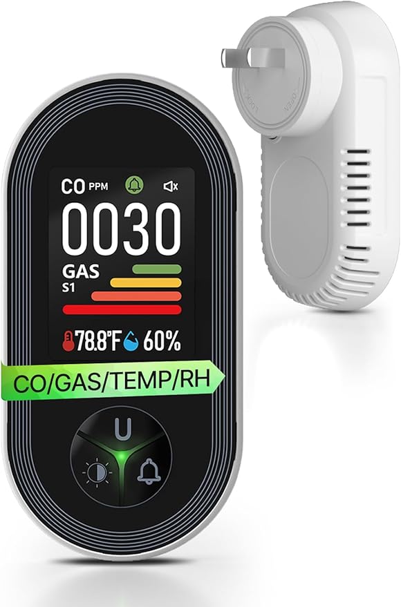 4IN1 Gas & Carbon Monoxide Detector Combination Plug in, CO Gas Monitor by MOES