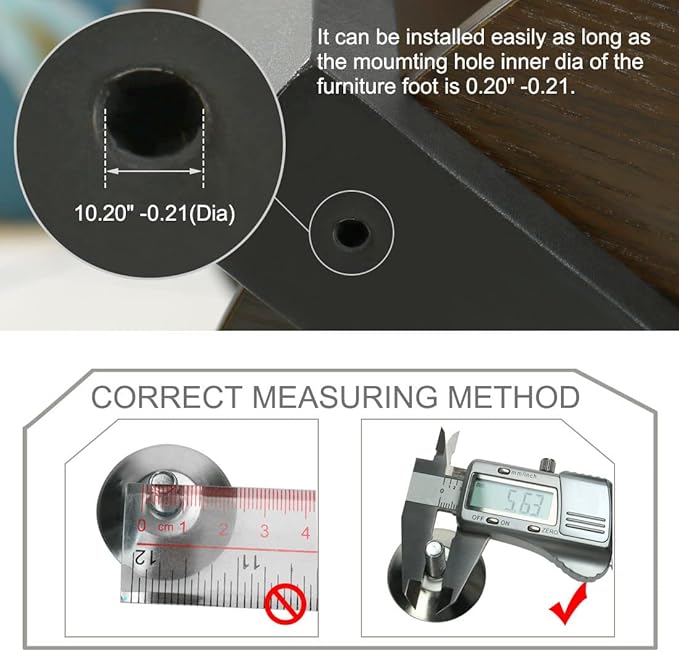 uxcell M6 x 20 x 30 Screw on Furniture Threaded Stem Glide Leveling Feet - Image 3