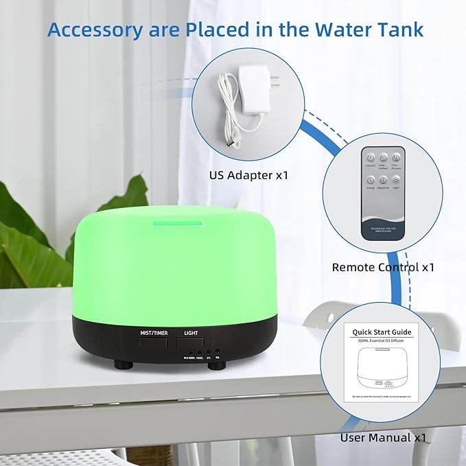 300ML Essential Oil Diffuser, Electric Ultrasonic Aromatherapy Air Humidifier - Image 6