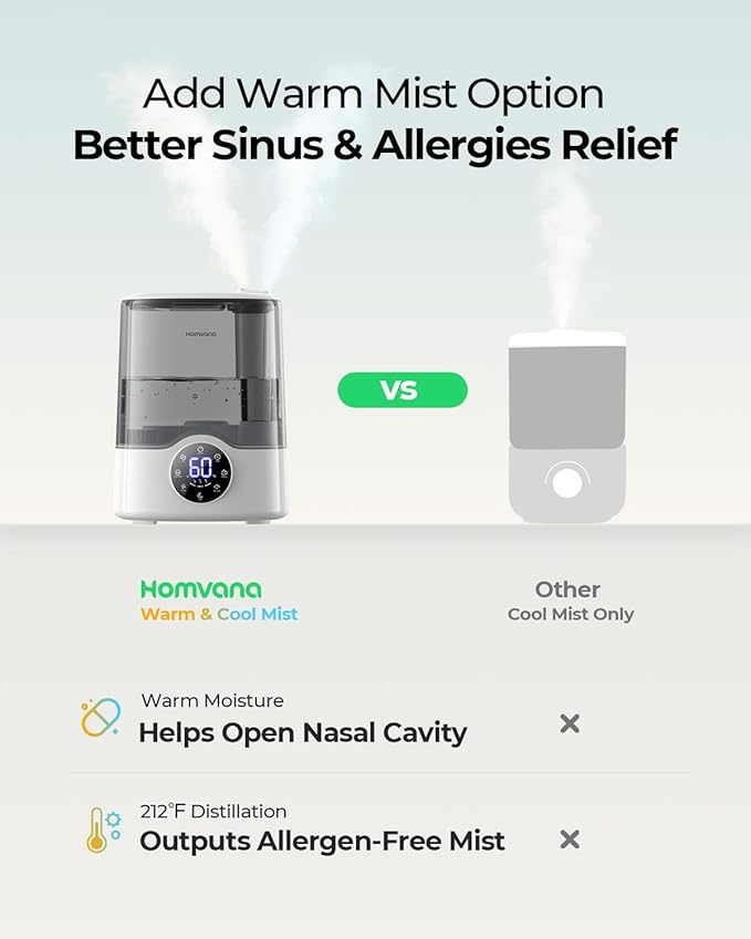 Homvana Humidifier Large Room, 7L Smart Warm and Cool Mist, Top-Fill Humidifiers - Image 3