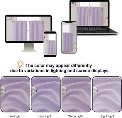 Chyhomenyc Short Curtains 30 Inch Length, Small Light Purple Curtain Rod Pocket - Image 7