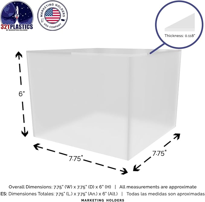 Acrylic Display Box Counter Retail Merchandise Storage Bin No Lid - Image 6