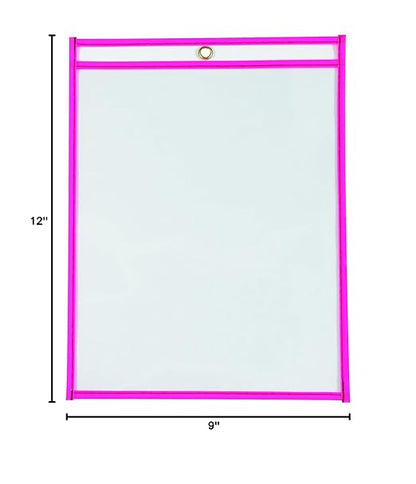 Box USA Neon Stitched Job Ticket Holders, Top Loading, 9 x 12", Reusable Vinyl - Image 2