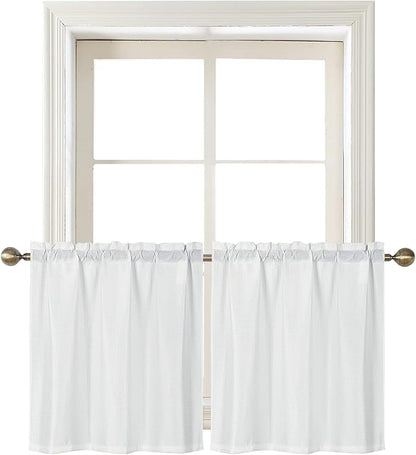 Home Queen White Waffle Bathroom Window Curtains, Water Repellent Rod Pocket by HomeQueen