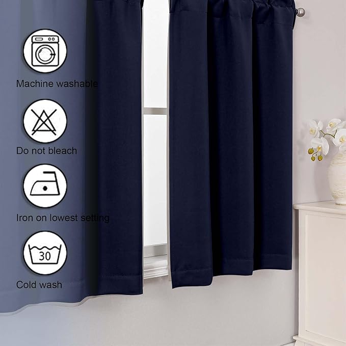 Chyhomenyc Navy Blue Short Blackout Curtains 30 Inch Length, Small Kitchen - Image 7