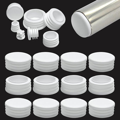 1-1/2" Plastic Hole Plugs White -Round Chair Leg Caps, Flush Mount Pipe Plugs by EASYEAH