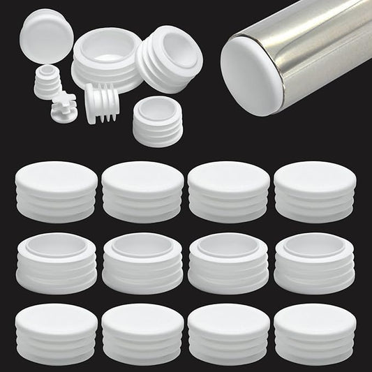1-1/2" Plastic Hole Plugs White -Round Chair Leg Caps, Flush Mount Pipe Plugs by EASYEAH