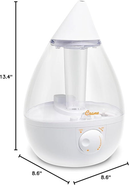 Crane White Teardrop Ultrasonic Cool Mist Humidifier, 1 Gallon Auto Shut-Off - Image 9