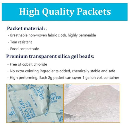 Desiccant Packs 100 Packets 2 Gram Premium Silica Gel Moisture Absorber - Image 2