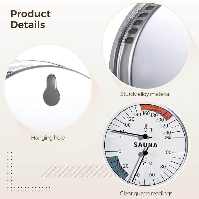 Sauna Thermometer Hygrometer, 2 in 1 Fahrenheit Thermometer Hygrometer - Image 3