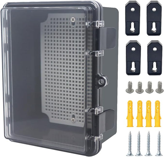 Junction Box, Hinged Black Clear Cover IP67 Waterproof ABS Project Box by Otdorpatio