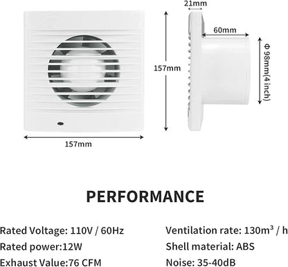 HUGOOME Exhaust Fan 76 CFM, 12W 130m³/h Ventilation Extractor - Image 5