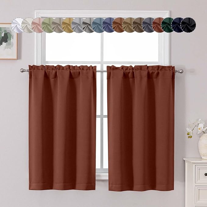 Chyhomenyc Terracotta Short Blackout Curtains 45 Inch Length, Small Kitchen by Chyhomenyc