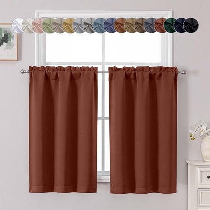 Chyhomenyc Terracotta Short Blackout Curtains 45 Inch Length, Small Kitchen by Chyhomenyc