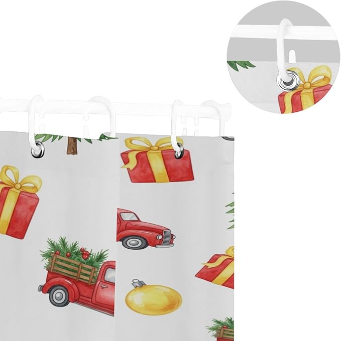 Car Christmas White Shower Curtain Liner 72×72 inch - Image 5
