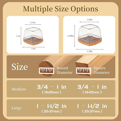 Square Chair Leg Floor Protectors Large 24Pcs, Silicone Chair Leg Protectors - Image 2