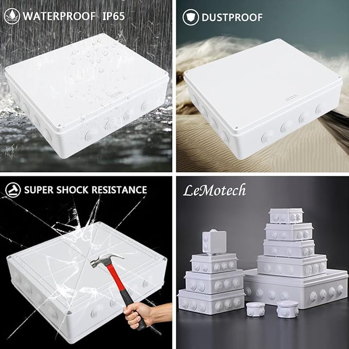 LeMotech ABS Plastic Dustproof Waterproof IP65 Junction Box Universal - Image 8