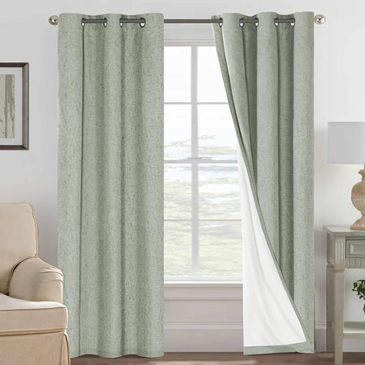 H.VERSAILTEX Primitive Linen Curtains 100% Blackout Curtain Drapes Burlap by HVERSAILTEX