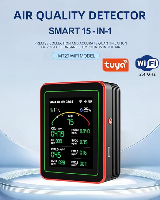 WiFi Air Quality Monitor, 15-in-1 Smart Air Quality Tester - Image 2